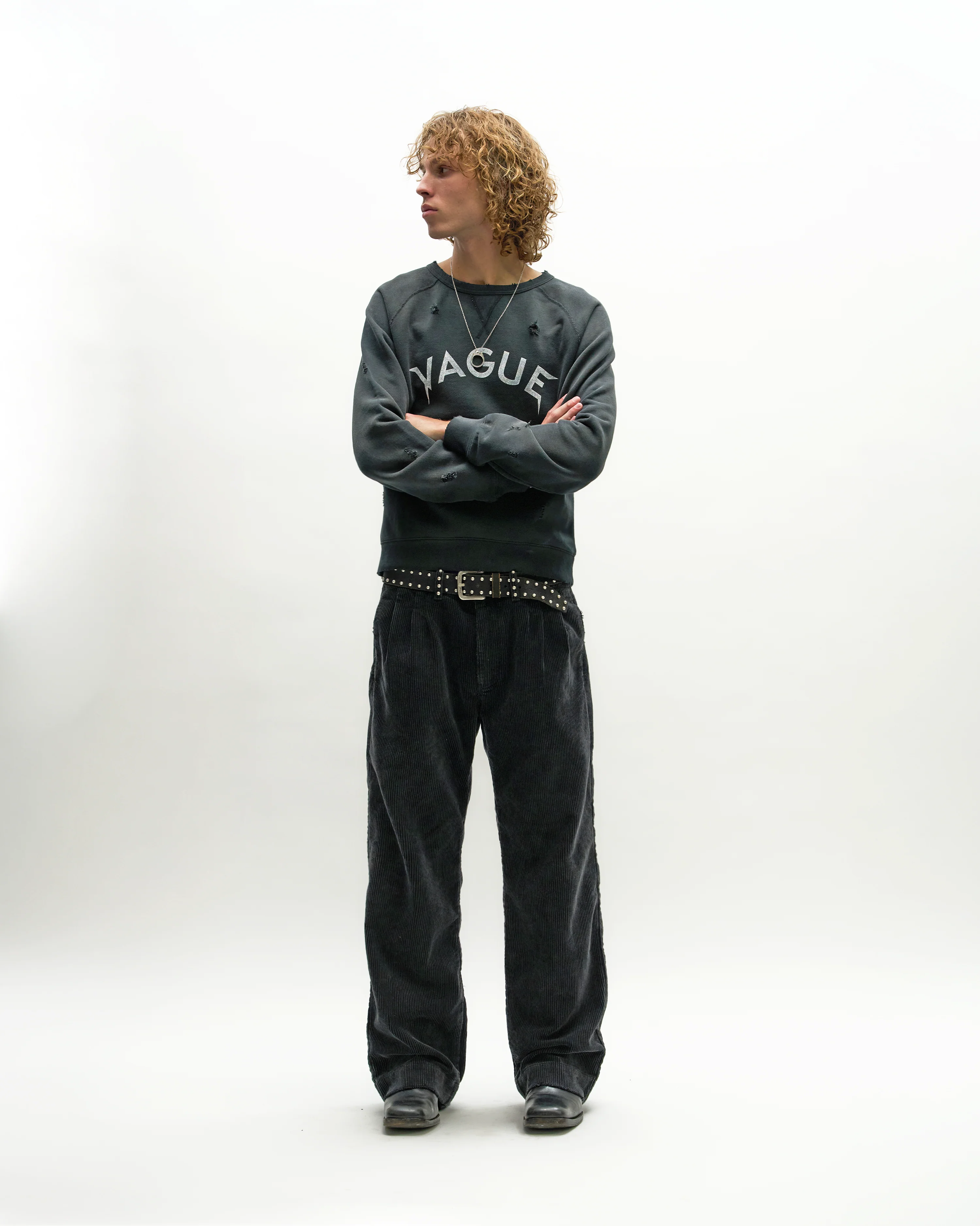 PLEATED CORDUROY TROUSERS [SUNBEAT BLACK] - Image 5