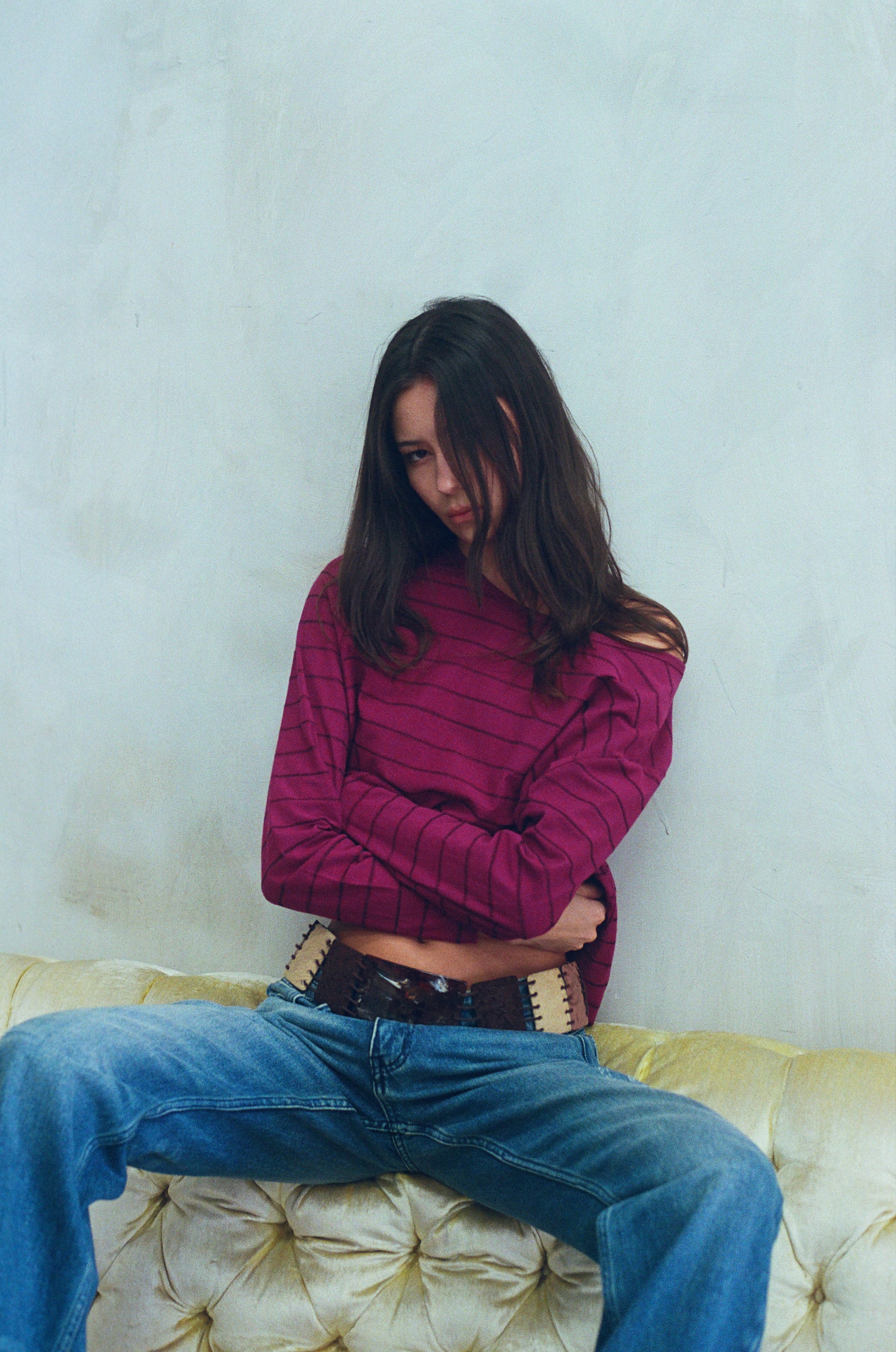 SINGLE STITCH STRIPED LONG SLEEVE [PLUM] - Image 3