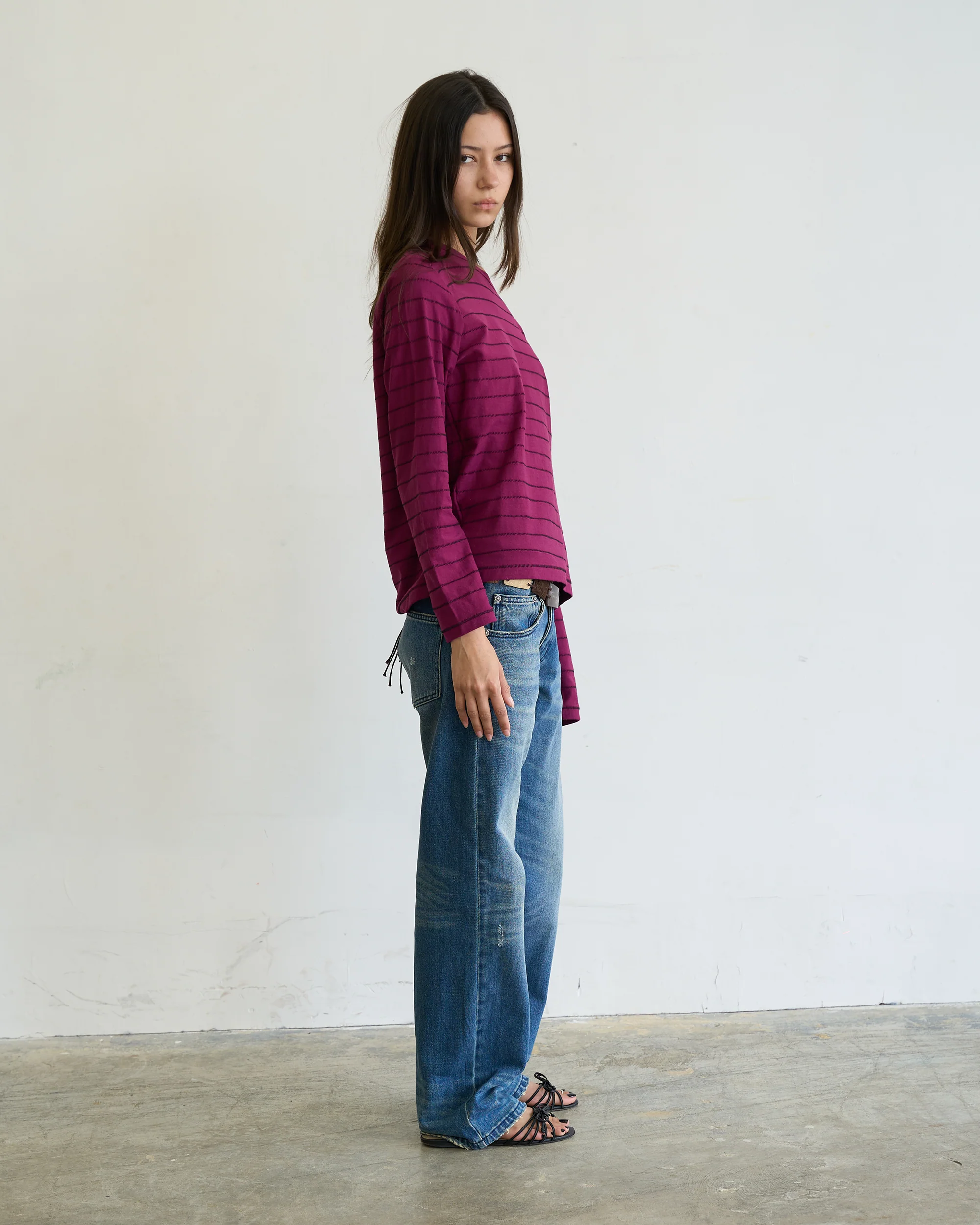 SINGLE STITCH STRIPED LONG SLEEVE [PLUM] - Image 8